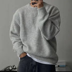Mens Soft Knit Crew Neck Sweater with Relaxed Fit for Everyday Wear
