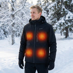 Mens USB Heated Jacket with Hood and Adjustable Heating Zones
