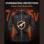 Mens USB Heated Jacket with Hood and Adjustable Heating Zones