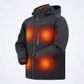 Mens USB Heated Jacket with Hood and Adjustable Heating Zones