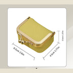 Mini Leather Jewelry Travel Case with Kiss Lock Clasp and Ring Slots