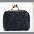 Mini Leather Jewelry Travel Case with Kiss Lock Clasp and Ring Slots