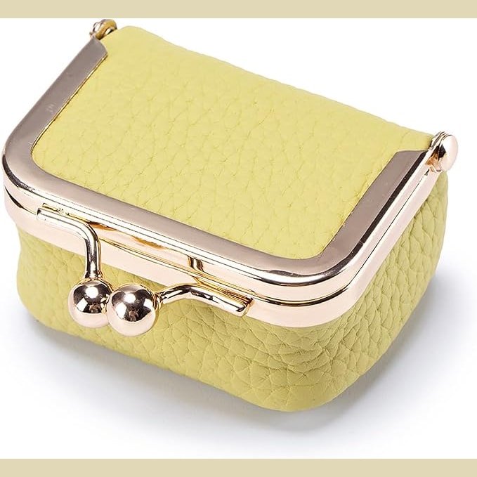 Mini Leather Jewelry Travel Case with Kiss Lock Clasp and Ring Slots