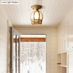 Vintage Brass and Glass Semi-Flush Mount Ceiling Light — Harbor Light Co.