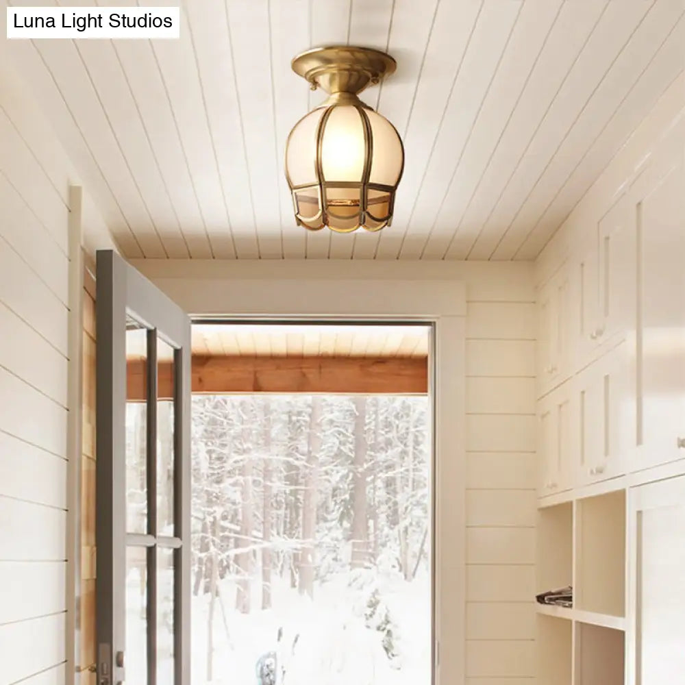 Vintage Brass and Glass Semi-Flush Mount Ceiling Light — Harbor Light Co.