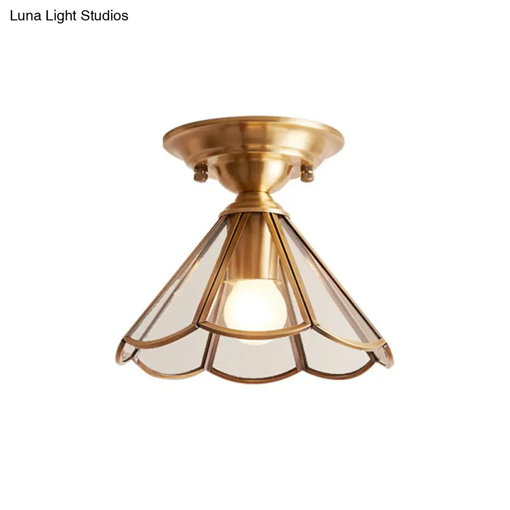 Vintage Brass and Glass Semi-Flush Mount Ceiling Light — Harbor Light Co.