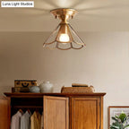 Vintage Brass and Glass Semi-Flush Mount Ceiling Light — Harbor Light Co.