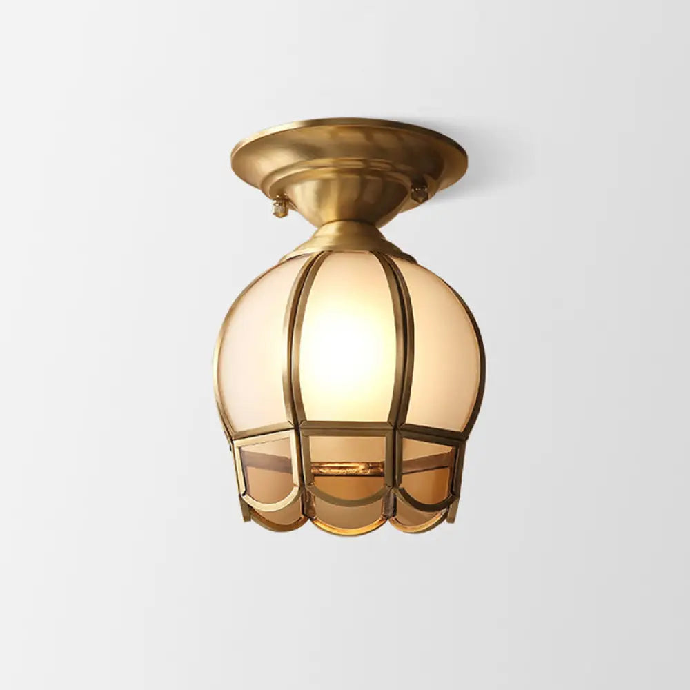 Vintage Brass and Glass Semi-Flush Mount Ceiling Light in A — Harbor Light Co.