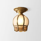 Vintage Brass and Glass Semi-Flush Mount Ceiling Light in A — Harbor Light Co.