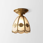 Vintage Brass and Glass Semi-Flush Mount Ceiling Light in B — Harbor Light Co.