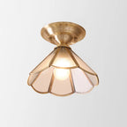 Vintage Brass and Glass Semi-Flush Mount Ceiling Light in C — Harbor Light Co.