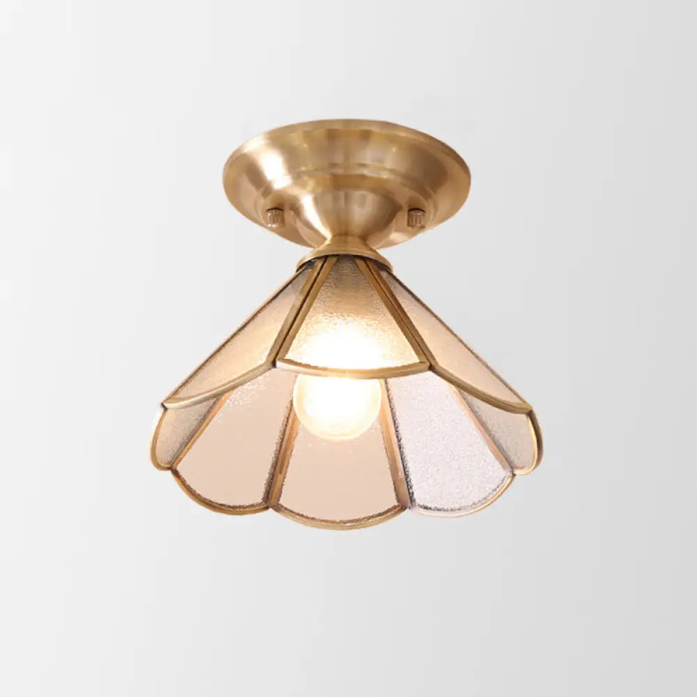 Vintage Brass and Glass Semi-Flush Mount Ceiling Light in C — Harbor Light Co.