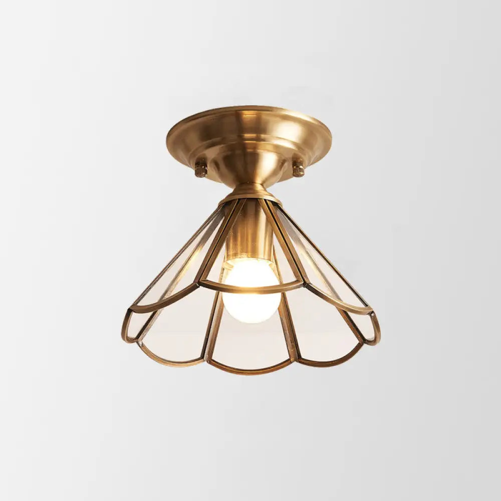 Vintage Brass and Glass Semi-Flush Mount Ceiling Light in D — Harbor Light Co.