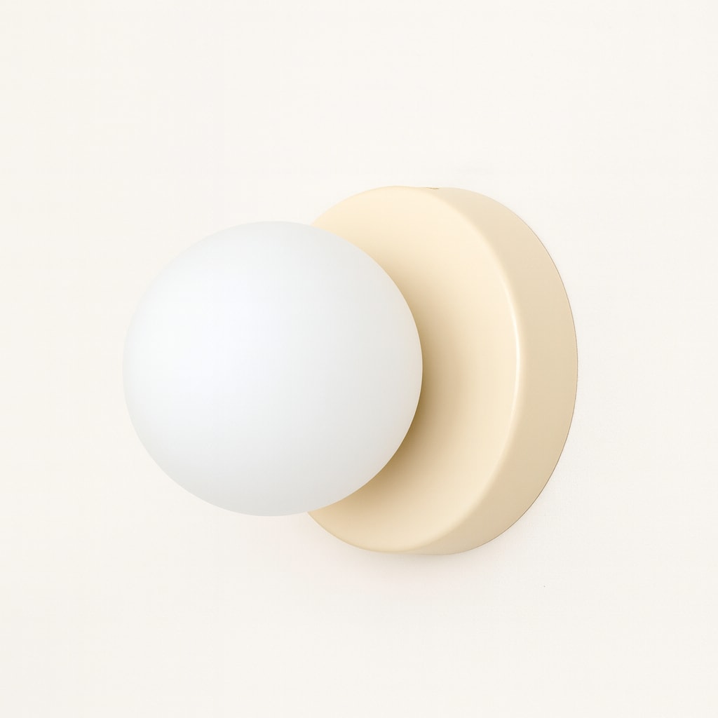 Minimalist Globe Wall Sconce with Opal Glass Shade and Metal Base