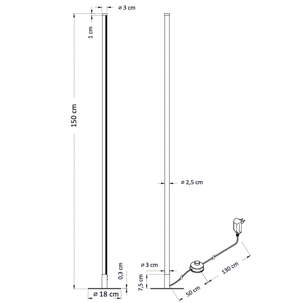 Slim Dimmable LED Light Bar Floor Lamp with Foot Switch
