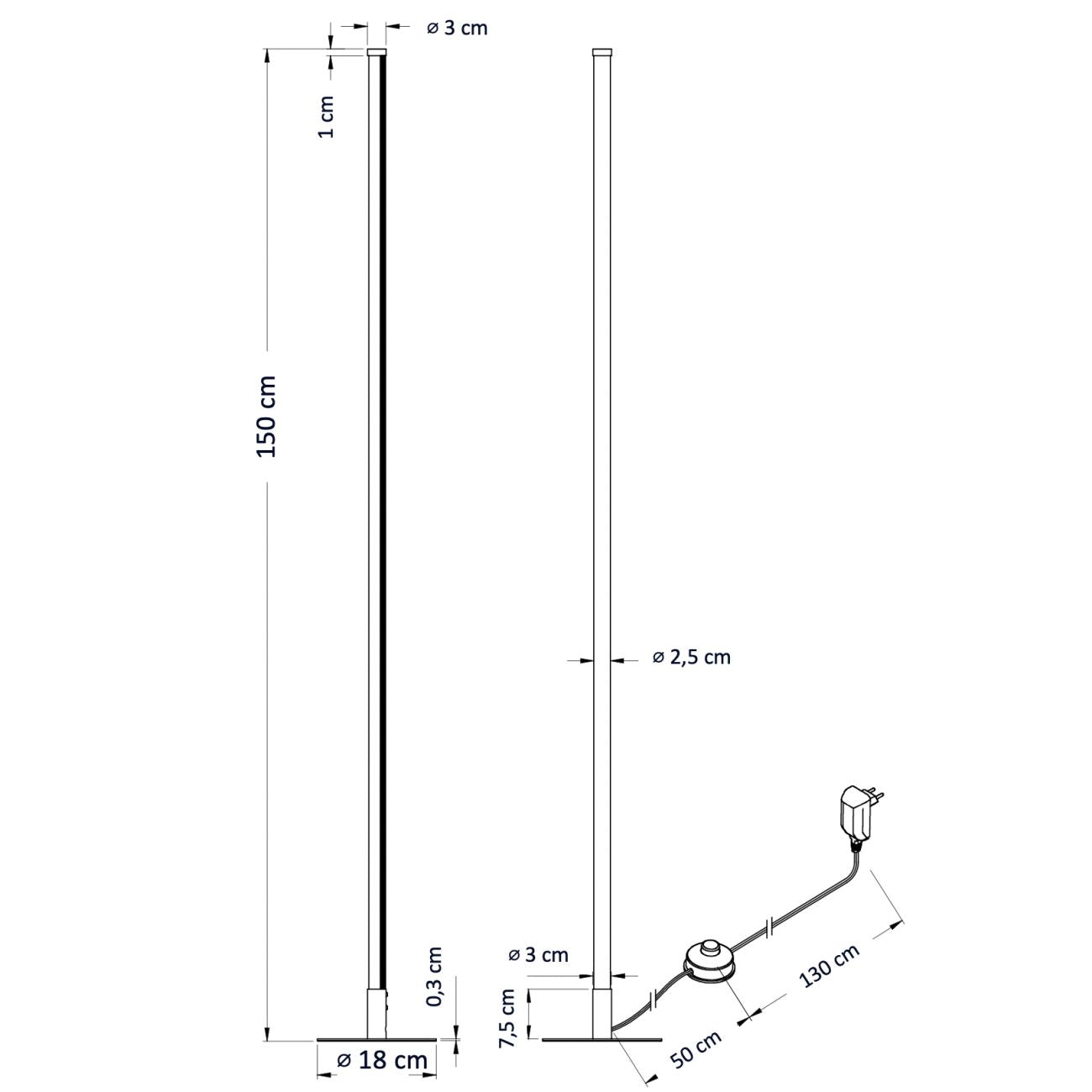 Slim Dimmable LED Light Bar Floor Lamp with Foot Switch