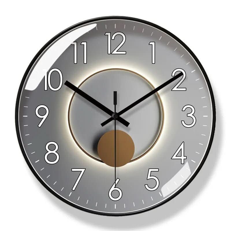 Modern Wall Clock Silent Non-Ticking Quartz Wall Clock Nordic Style Round Clock with Large Numbers and Glass Front for Living Room Kitchen and Office