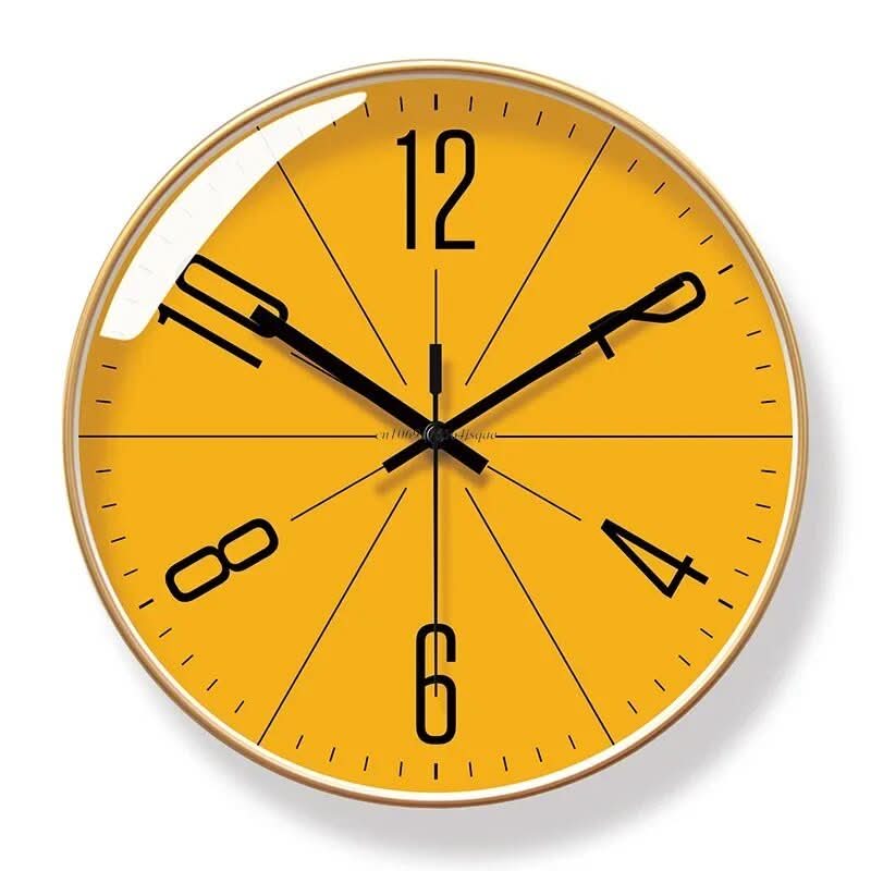 Modern Wall Clock Silent Non-Ticking Quartz Wall Clock Nordic Style Round Clock with Large Numbers and Glass Front for Living Room Kitchen and Office