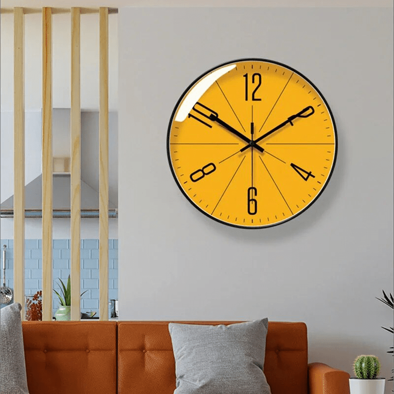 Modern Wall Clock Silent Non-Ticking Quartz Wall Clock Nordic Style Round Clock with Large Numbers and Glass Front for Living Room Kitchen and Office