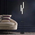 Modern Three Light LED Floor Lamp with Tall Tube Shades and Stepless Dimming