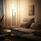 Modern Three Light LED Floor Lamp with Tall Tube Shades and Stepless Dimming