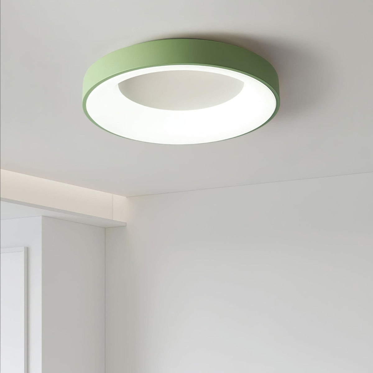 Modern Wrought Iron Flush Mount Ceiling Light with Tri Color LED Ring