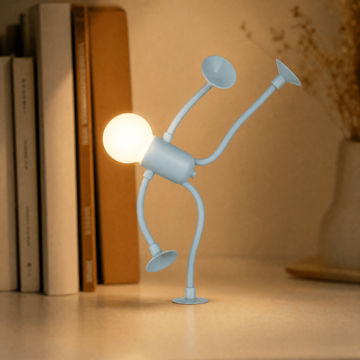 Battery Operated Bendable Figure LED Night Light with Suction Cup Feet