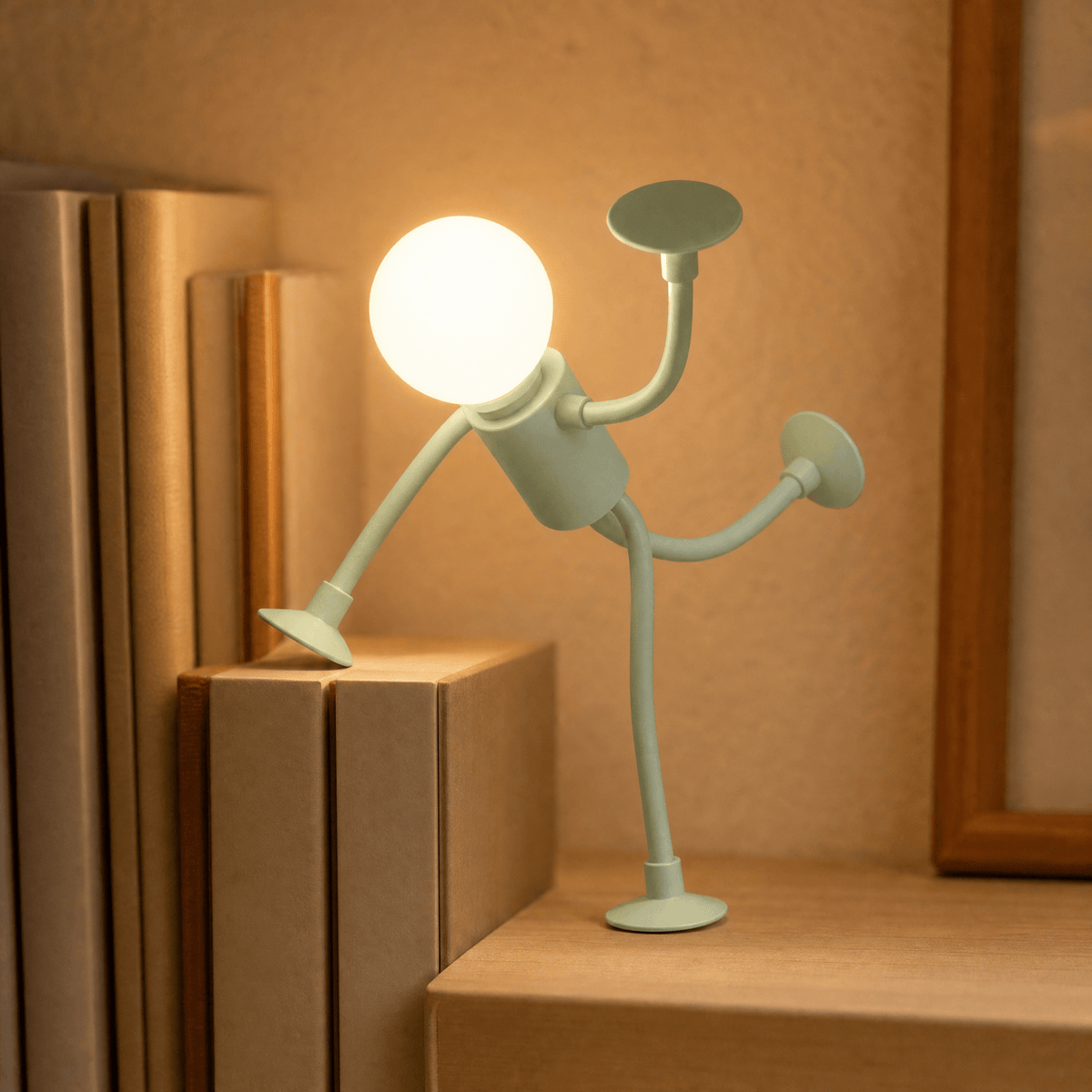 Battery Operated Bendable Figure LED Night Light with Suction Cup Feet