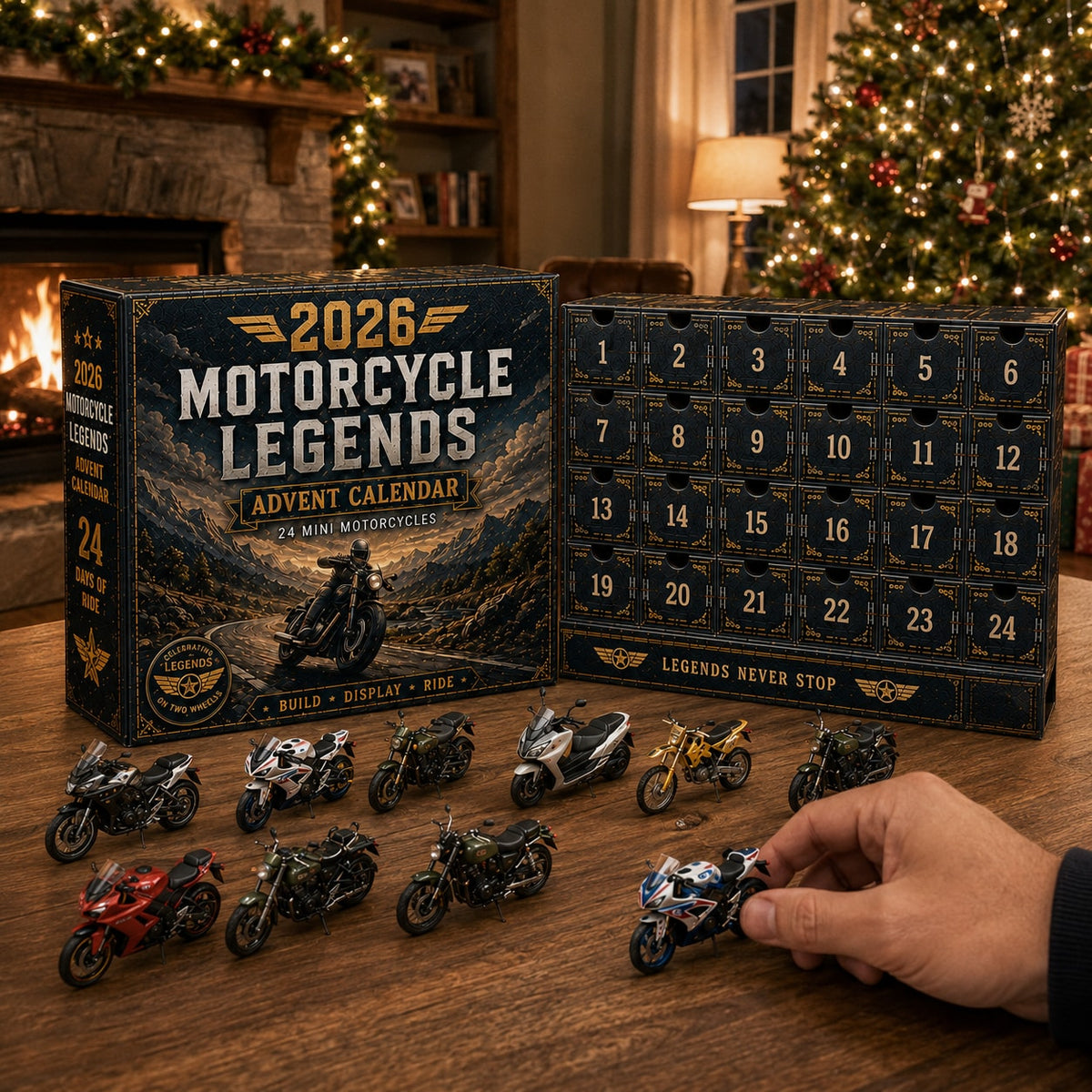 Motorcycle Advent Calendar with Collectible Mini Motorbike Models