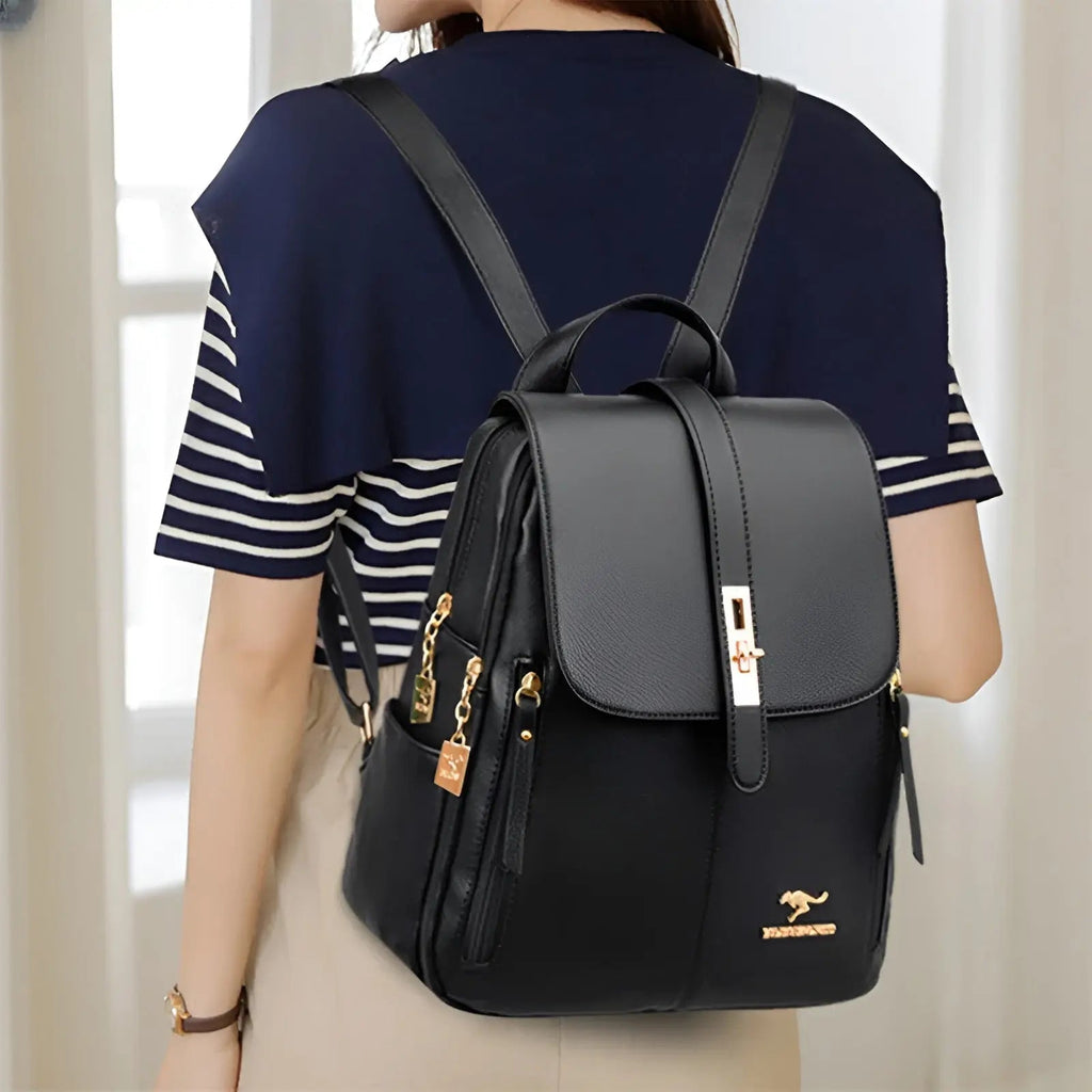 Women's Faux Leather Backpack Purse Fashion Shoulder Bag Small Travel Daypack with Multiple Compartments for Work and Daily Use