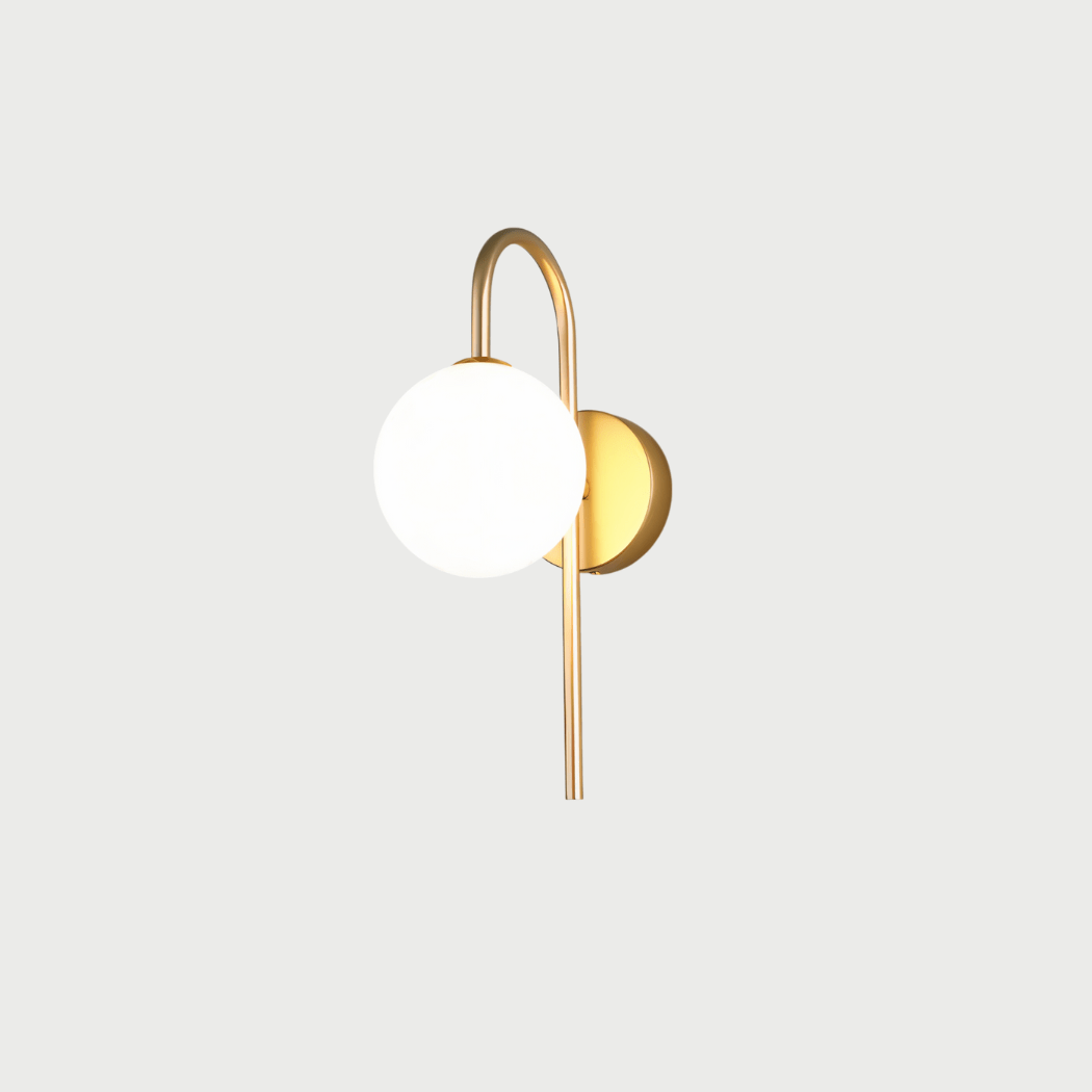 Modern Globe Wall Sconce with Slim Stem and Round Backplate