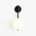 Modern Globe Wall Sconce with Slim Stem and Round Backplate