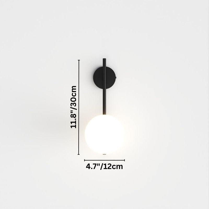 Modern Globe Wall Sconce with Slim Stem and Round Backplate