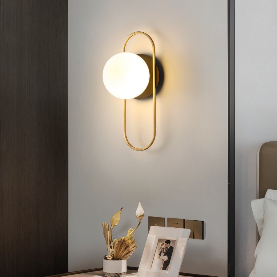 Modern Globe Wall Sconce with Slim Stem and Round Backplate
