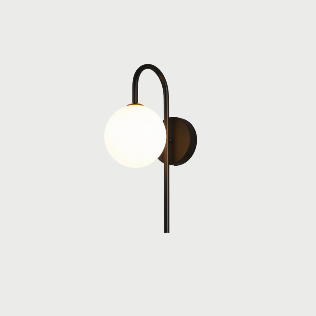 Modern Globe Wall Sconce with Slim Stem and Round Backplate