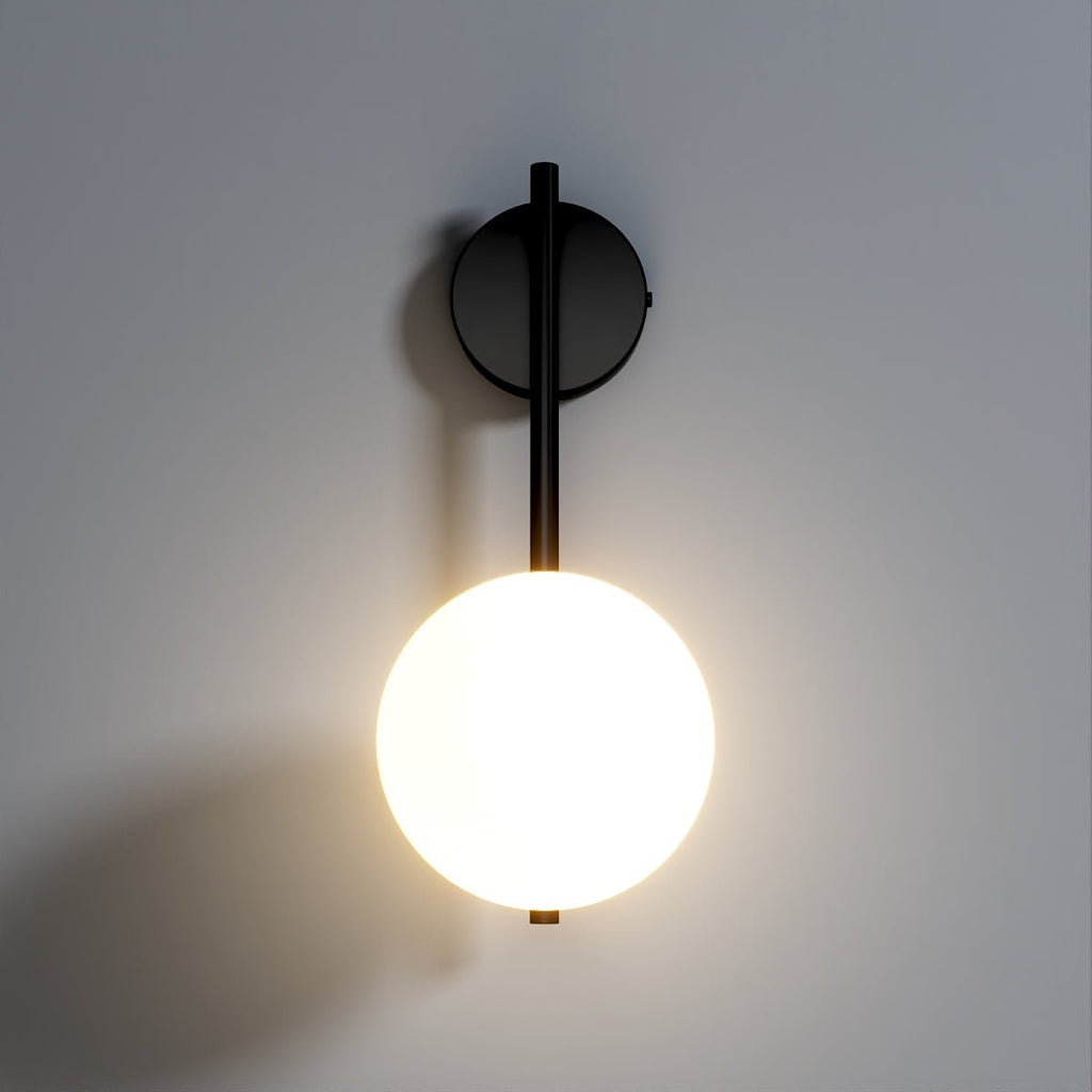 Modern Globe Wall Sconce with Slim Stem and Round Backplate
