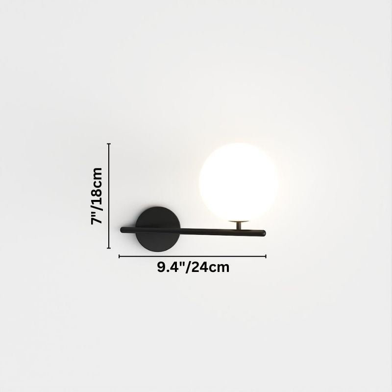 Modern Globe Wall Sconce with Slim Stem and Round Backplate