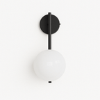 Modern Globe Wall Sconce with Slim Stem and Round Backplate