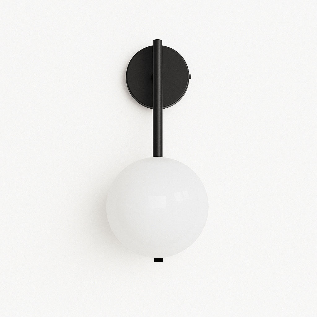 Modern Globe Wall Sconce with Slim Stem and Round Backplate