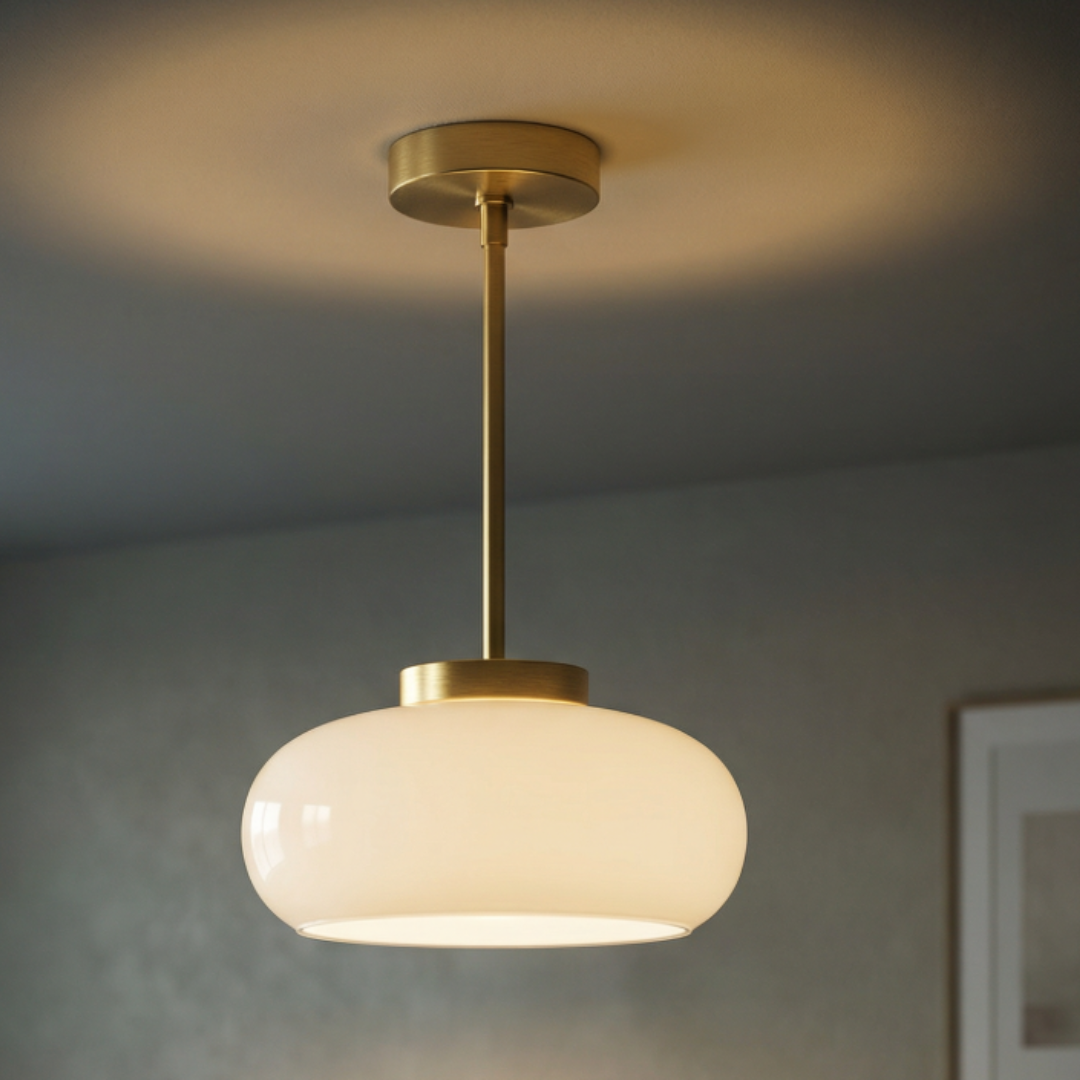 Vintage Glass Ceiling Pendant Light with E27 Socket Semi Flush Mount