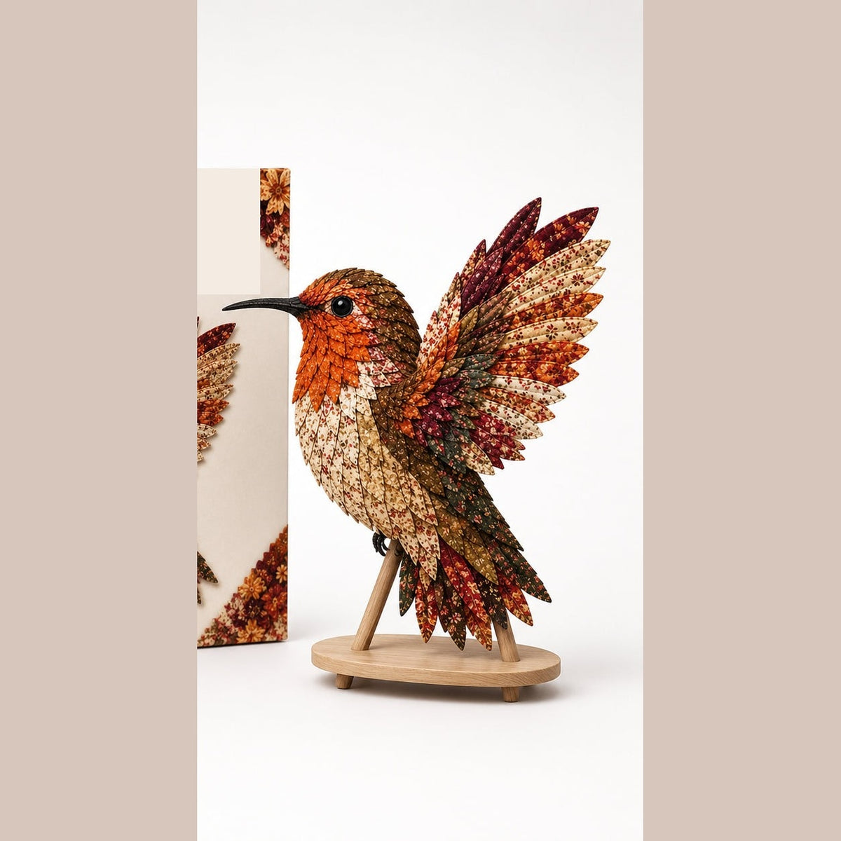 No Sew Layered Fabric Patchwork Bird Craft Kit with Numbered Guide