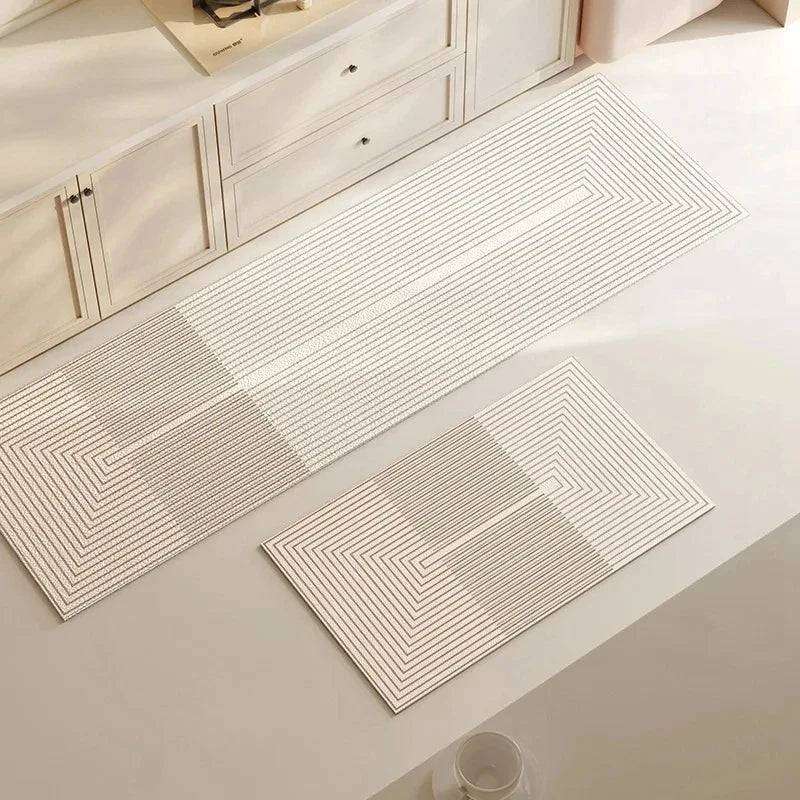 Non Slip Absorbent Kitchen Floor Mat with Modern Geometric Pattern