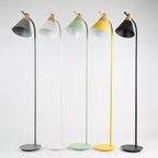 Nordic Macaron Floor Lamp with Cone Metal Shade and Wood Accent for Reading