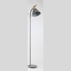 Nordic Macaron Floor Lamp with Cone Metal Shade and Wood Accent for Reading