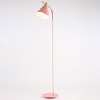 Nordic Macaron Floor Lamp with Cone Metal Shade and Wood Accent for Reading