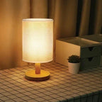 Modern Wood Table Lamp With Linen Shade — Harbor Light Co.