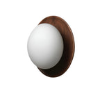 Nordic Wood Wall Sconce with Frosted Glass Globe Shade for Bedroom