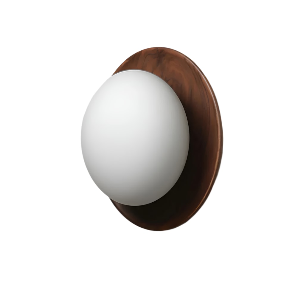 Nordic Wood Wall Sconce with Frosted Glass Globe Shade for Bedroom