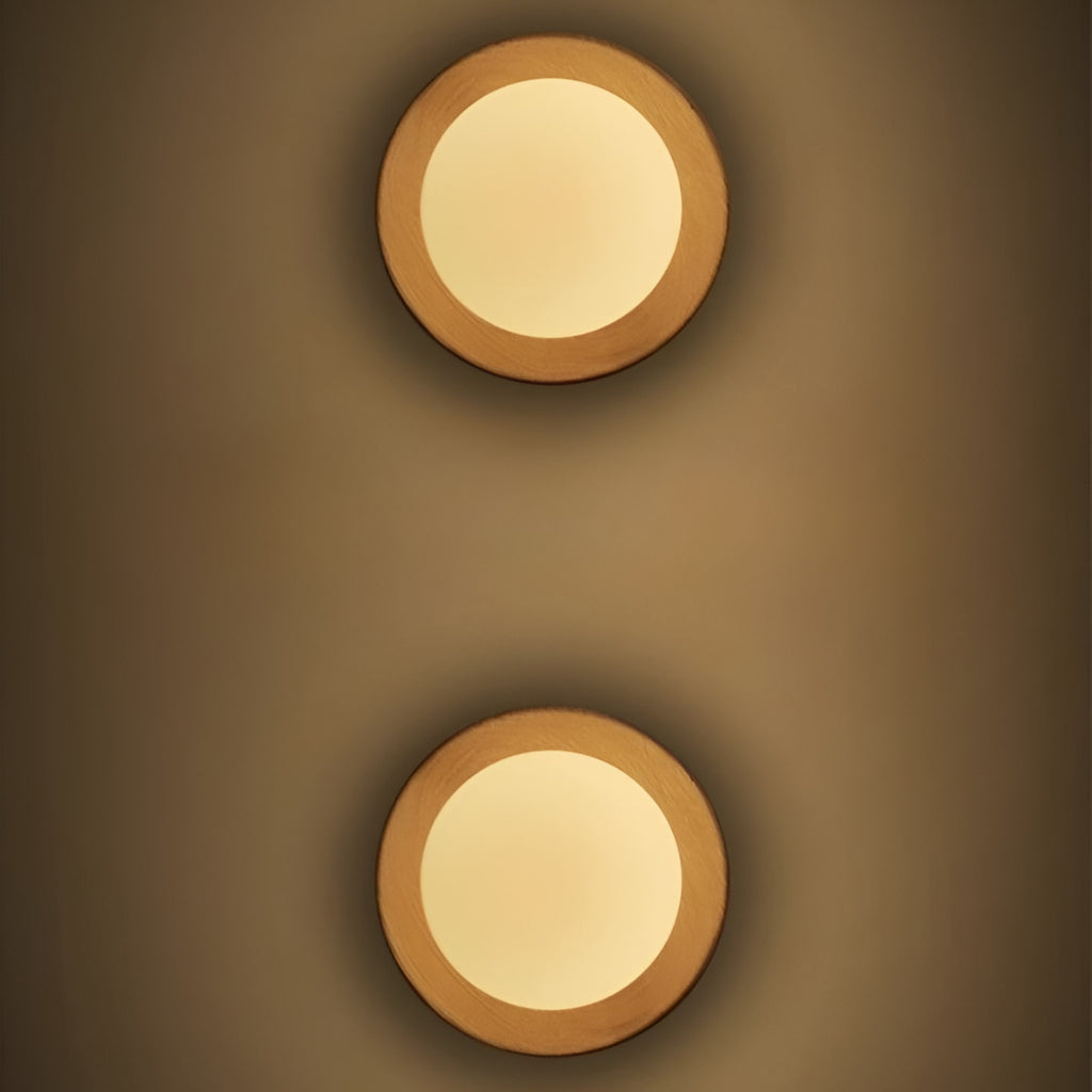 Nordic Wood Wall Sconce with Frosted Glass Globe Shade for Bedroom