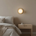Nordic Wood Wall Sconce with Frosted Glass Globe Shade for Bedroom